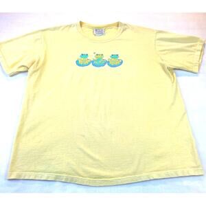 Fresh Produce Vintage T-Shirt Three Frogs Blue Green Large